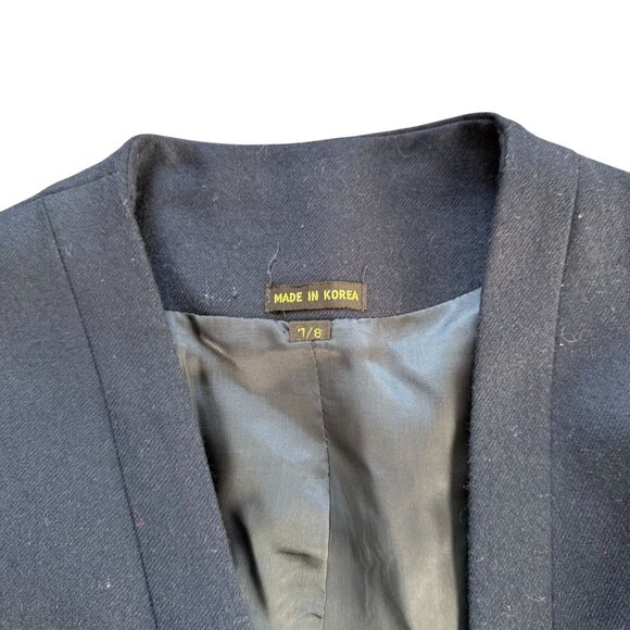 Luba 100% Wool Open Front Blazer Jacket Women's Size 7/8 Blue Career Office - Picture 4 of 10